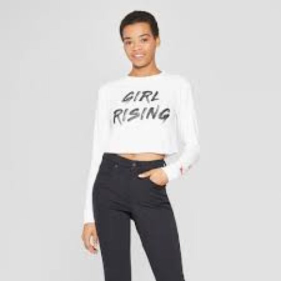 Long Sleeve Girl Rising Tie Front Crop - S - NWT - Picture 1 of 8